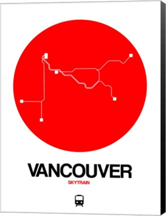 Framed Vancouver Red Subway Map Print