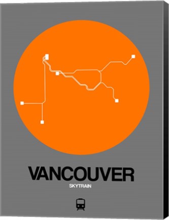 Framed Vancouver Orange Subway Map Print