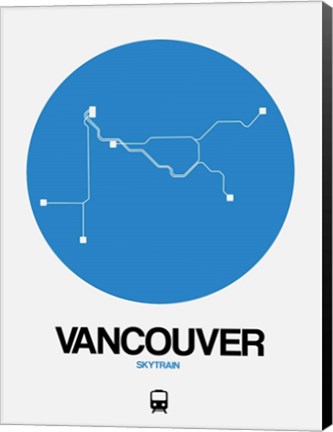 Framed Vancouver Blue Subway Map Print