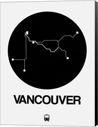 Framed Vancouver Black Subway Map Print