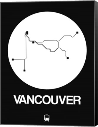 Framed Vancouver White Subway Map Print