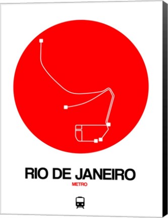 Framed Rio De Janeiro Red Subway Map Print