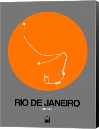 Framed Rio De Janeiro Orange Subway Map Print