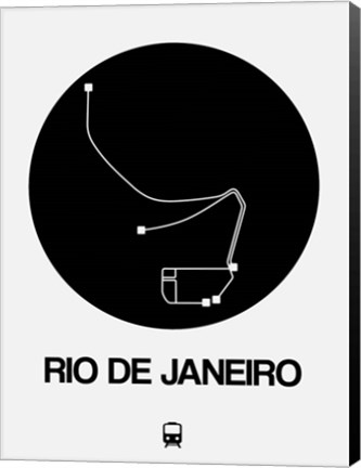 Framed Rio De Janeiro Black Subway Map Print