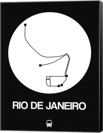 Framed Rio De Janeiro White Subway Map Print