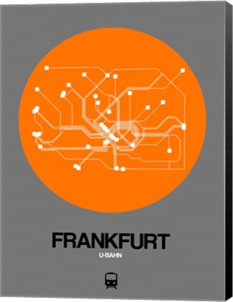 Framed Frankfurt Orange Subway Map Print