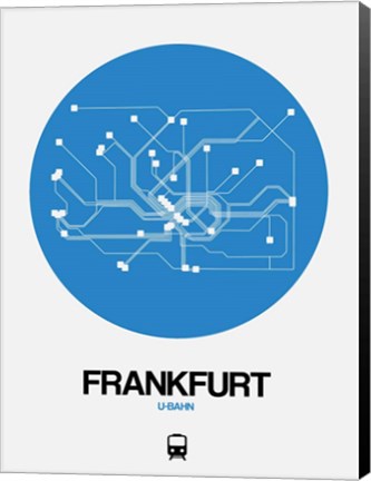 Framed Frankfurt Blue Subway Map Print