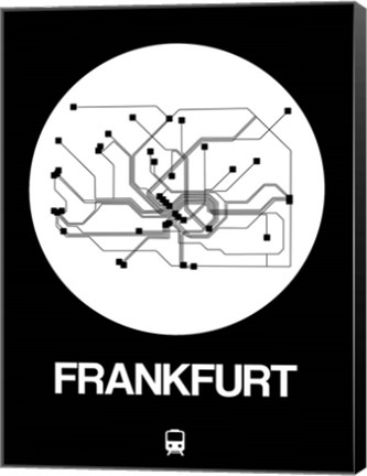 Framed Frankfurt White Subway Map Print