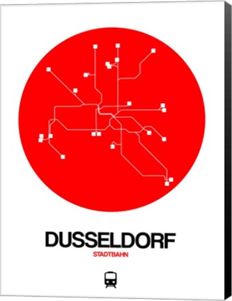 Framed Dusseldorf Red Subway Map Print