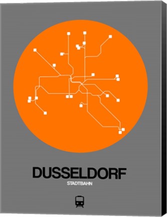 Framed Dusseldorf Orange Subway Map Print