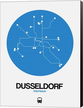 Framed Dusseldorf Blue Subway Map Print