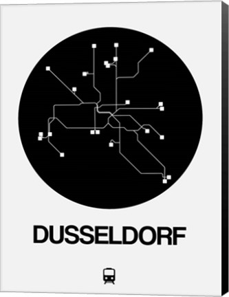 Framed Dusseldorf Black Subway Map Print