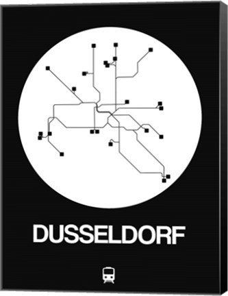 Framed Dusseldorf White Subway Map Print