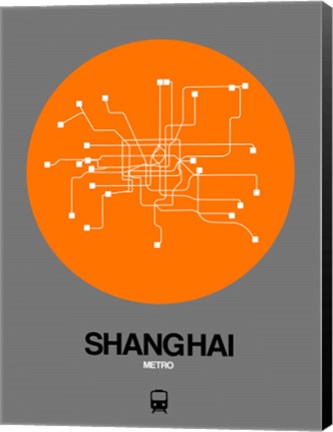 Framed Shanghai Orange Subway Map Print