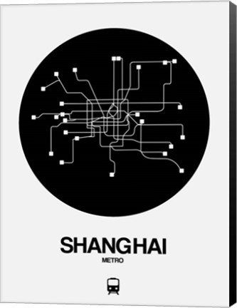 Framed Shanghai Black Subway Map Print