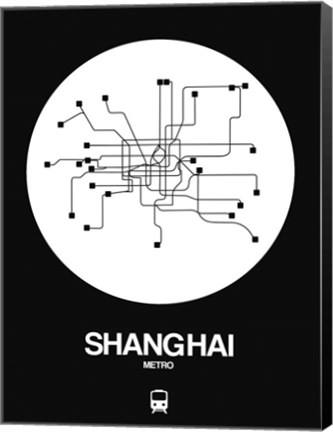 Framed Shanghai White Subway Map Print