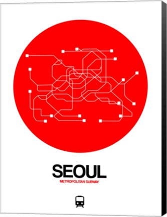 Framed Seoul Red Subway Map Print