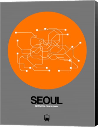 Framed Seoul Orange Subway Map Print