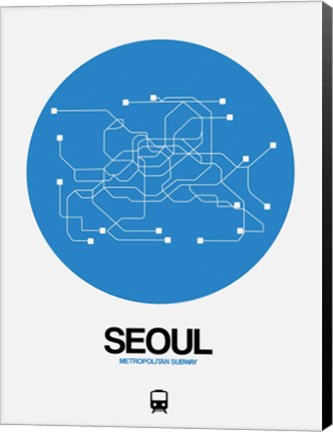 Framed Seoul Blue Subway Map Print