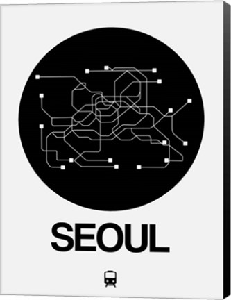 Framed Seoul Black Subway Map Print