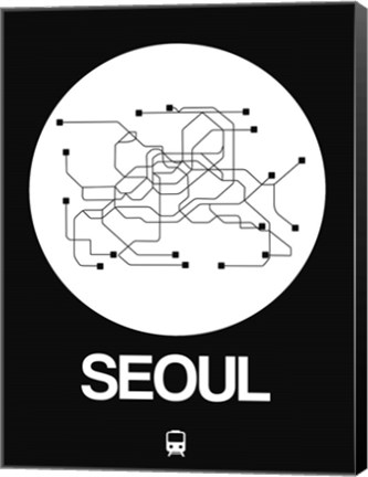 Framed Seoul White Subway Map Print