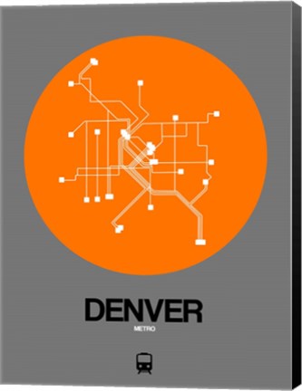 Framed Denver Orange Subway Map Print