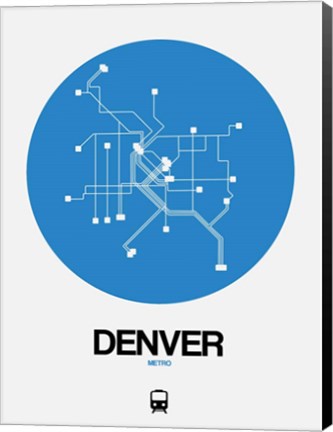 Framed Denver Blue Subway Map Print