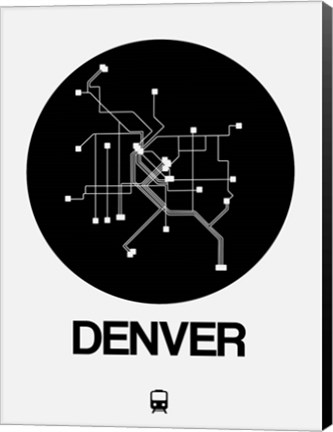 Framed Denver Black Subway Map Print