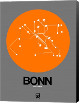 Framed Bonn Orange Subway Map Print