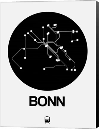 Framed Bonn Black Subway Map Print