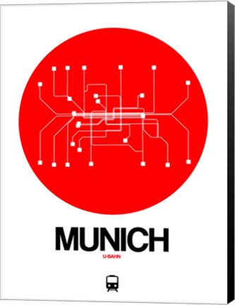 Framed Munich Red Subway Map Print