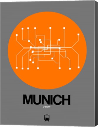 Framed Munich Orange Subway Map Print