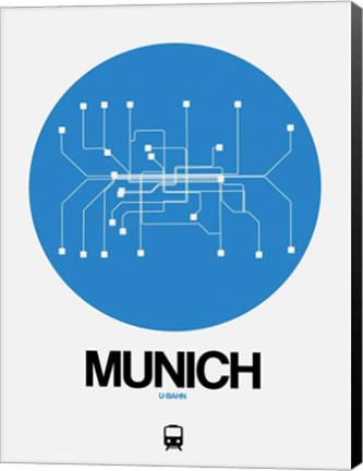 Framed Munich Blue Subway Map Print