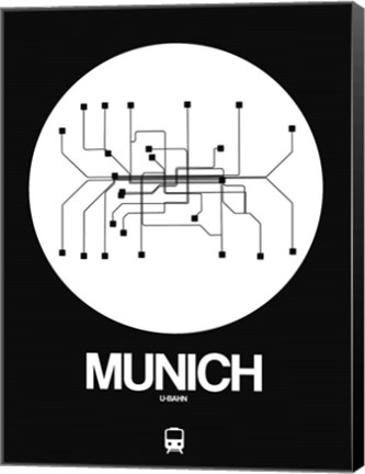 Framed Munich White Subway Map Print