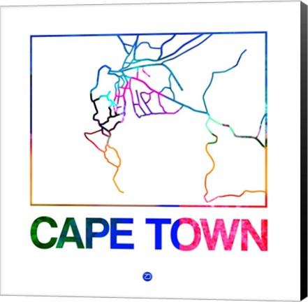 Framed Cape Town Watercolor Street Map Print