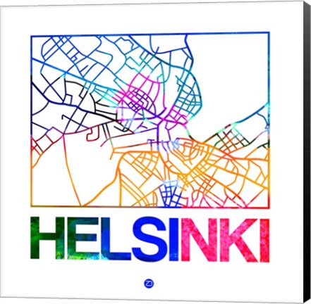 Framed Helsinki Watercolor Street Map Print