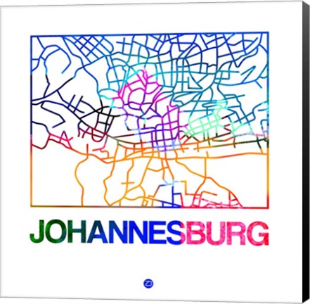 Framed Johannesburg Watercolor Street Map Print