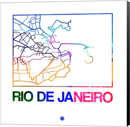 Framed Rio De Janeiro Watercolor Street Map Print