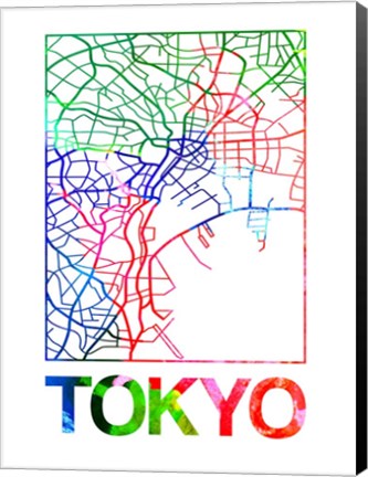 Framed Tokyo Watercolor Street Map Print