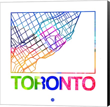 Framed Toronto Watercolor Street Map Print