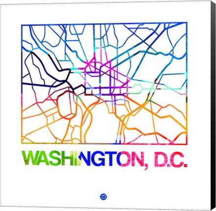 Framed Washington D.C. Watercolor Street Map Print