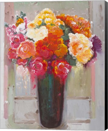 Framed Flowers at the Window Print