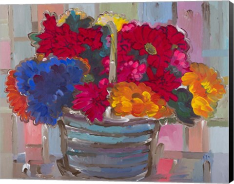 Framed Basket of Flowers II Print