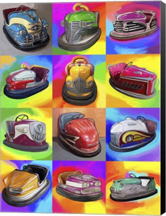 Framed Pop Art Bumper Cars Print