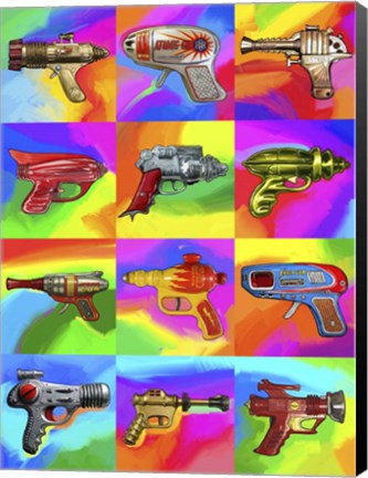 Framed Pop Art Space Guns Print