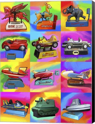 Framed Pop Art Kiddie Rides Print