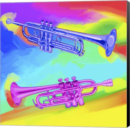 Framed Pop Art Trumpets Print