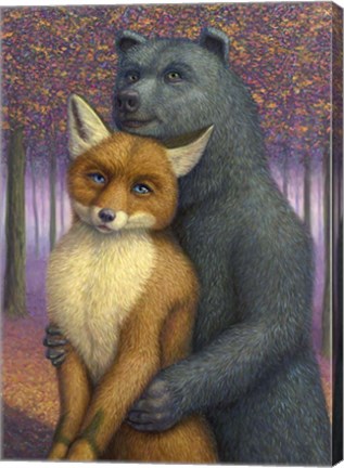 Framed Fox and Bear Couple Print