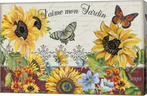 Framed J&#39;aime mon Jardin Print