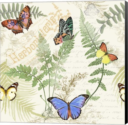 Framed Butterflies In The Garden Print